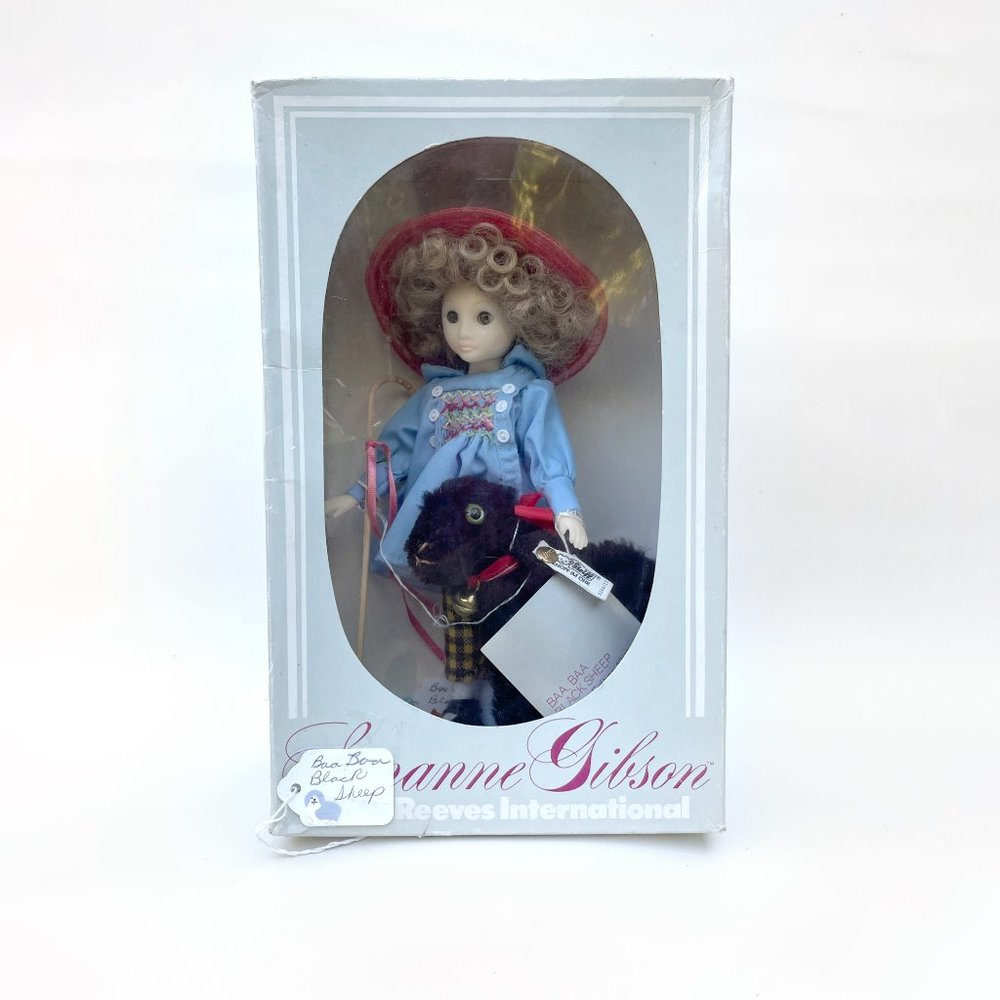 RARE HTF 1988 Suzanne Gibson 9" Baa Baa Black Sheep Doll & Steiff Sheep IN BOX